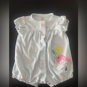 Carter's Light Blue Baby Romper with Bird and Flower